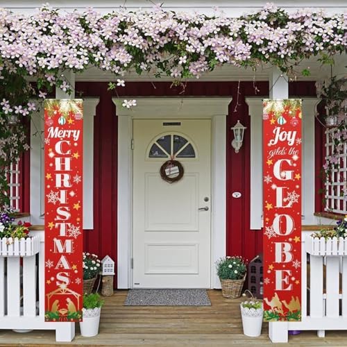 Christmas Decoration Merry Christmas Door Banner Porch Signs Welcome Banner for Holiday Winter Xmas Backdrop Hanging Decor Yard Sign for Front Door Wall Cover Party Supplies Outdoor Indoor - Image 2