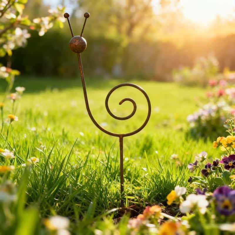Rusty Metal Snail Garden Stake, 34.64 Inch Yard Art Sculpture, Outdoor Lawn Ornament for Patio, Porch, Backyard Decor (Bronze) - Image 3