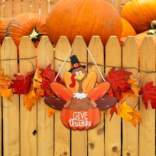 Wood Wreath for Front Door Porch Window Wall Hanging Decor (Thanksgiving) - Image 6