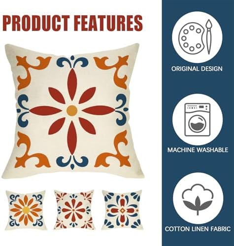 Fahrendom Mexican Talavera Tile Decorative Throw Pillow Covers - Image 3