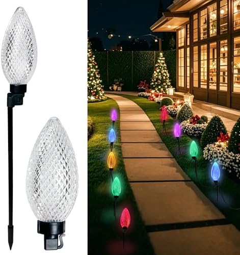 AWQ 10PCS LED 24.6FT Christmas Pathway Lights Outdoor Multi & Warm by AWQ