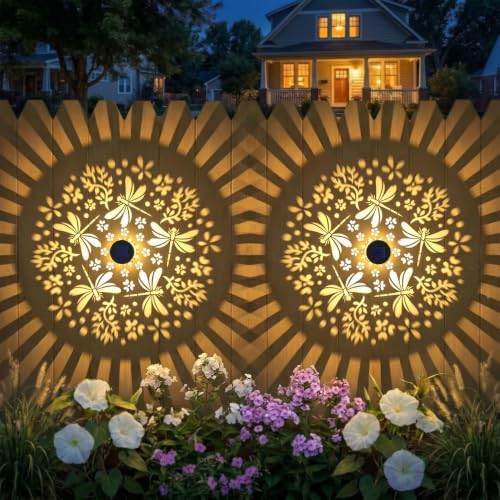 Gardsee Solar Fence Lights 6 Pack Solar Deck Lights Waterproof LED Solar Powered Step Light Wall Lights Outdoor Decorations Warm Yellow Light Decorative Lighting for Garden (Black 8) by Gardsee