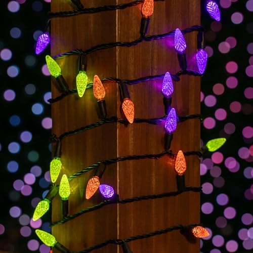 Novelty Lights 24FT 70 LED C6 Halloween String Lights, Purple, Orange, Lime - Image 3
