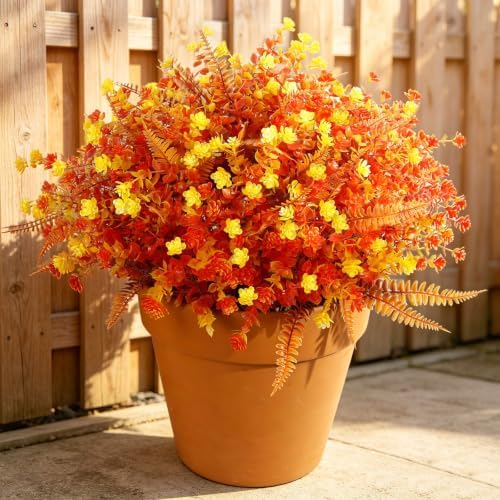 Artificial Fall Flowers for Outdoors,36 pcs Faux Outdoors Plants Realistic Artificial Autumn flower UV Resistant for outside Look Real Fake Plants for Thanksgiving Porch Decor Window planters wedding by Unknown