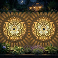 2 Pack Solar Fence Lights Metal Solar Powered Outdoor Wall Deck Step Lights Butterfly Mandala Theme Waterproof Fence Light for Garden Post Patio Backyard Yard Decor, Gardening Gifts for Women Mom by gardencave