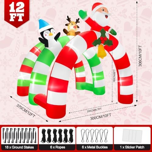 12FT Christmas Inflatable Archway, Kalolary Santa Elk Inflatable Tunnel - Image 2