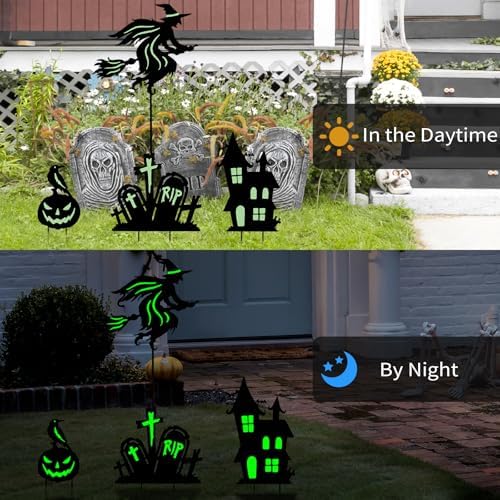 BRIGHTDECK 3 Pcs Halloween Witch Yard Signs Metal Stakes Outdoor Decoration - Image 3