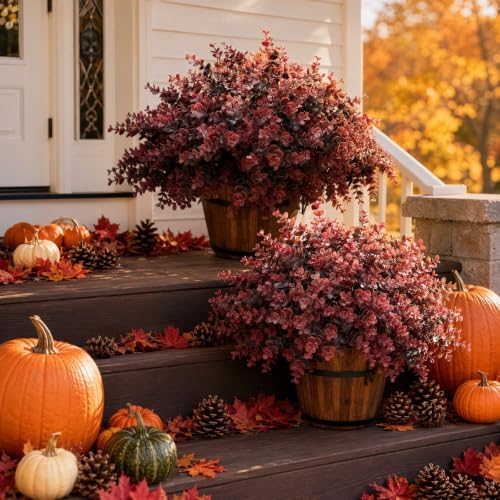 Fall Artificial Eucalyptus Plants Fake Greenery for Outdoor Outside Decor - Image 2