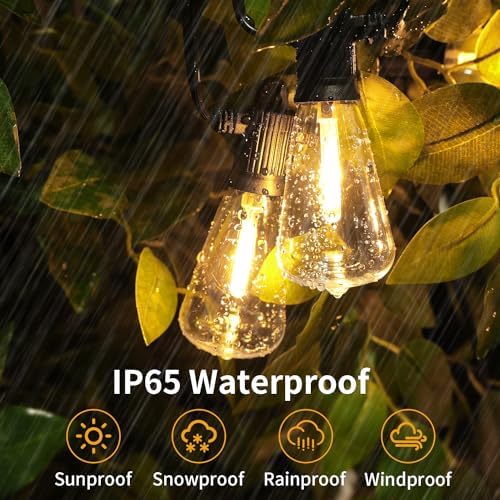 ZOTOYI Outdoor String Lights 25FT, Waterproof IP65 Patio Lights with 13 Shatterproof ST38 LED Bulbs, Outside Hanging Light Dimmable for Backyard, Bistro, Cafe, Garden 2700K Warm White - Image 6