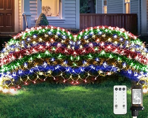 JMEXSUSS Christmas Net Lights, 360 LED, 12ft x 5ft, Plug in, Multicolor by JMEXSUSS