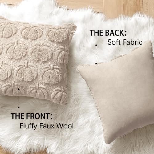 MIULEE Fall Pillow Covers Pumpkin Fall Decor 24x24 Beige - Image 5