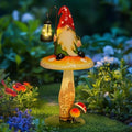 HONGLAND Solar Garden Gnomes Outdoor Statue, Waterproof Outdoor Mushroom Decor with Solar Lantern LED Lights for Yard, Patio, Lawn Ornaments, Ideal Gifts for Mom Grandm, Housewarming Gifts-16.5" by HONGLAND