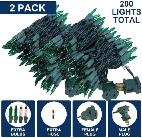 2 Pack Green Christmas String Lights, 100 Count Incandescent Mini Lights - Image 5