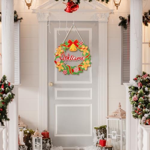 COCHIE Merry Christmas Decorations Xmas Gingerbread Men Welcome Sign - Image 6