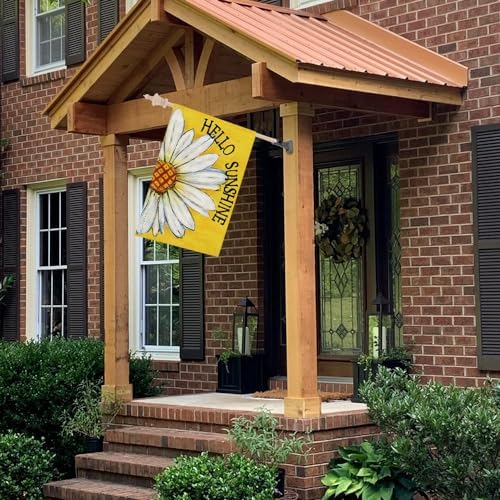 CROWNED BEAUTY Summer House Flag Daisy Double Sided 28x40 Inches Large Burlap Seasonal Welcome Yard Porch Decoration for Outside (Yellow) - Image 4