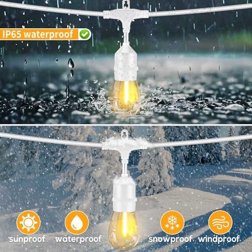 Outdoor String Lights LED White 100FT Patio Lights String with 32 1W Dimmable Shatterproof Bulbs for Wedding Pergola Gazebo Bistro Outdoor - Image 3