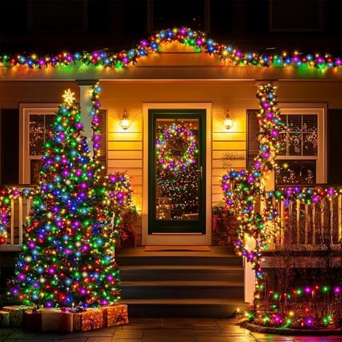 Nisocy 400FT Multicolor Christmas String Lights with Remote, Green Wire LED Mini Lights, 8 Modes, Timer, Plug-in Indoor Outdoor Lights for Large Trees, Fences, Yard, Parties and Holiday Decor - Image 6