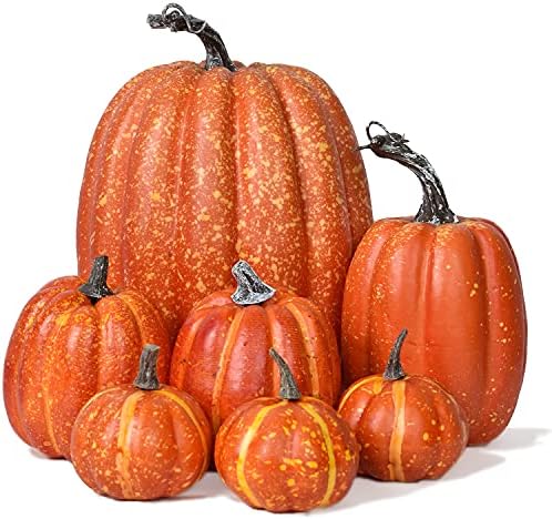 DearHouse 7Pcs Thanksgiving Artificial Pumpkin Home Decoration Sets, Artificial Vegetables Pumpkin for Fall Halloween Home Decor by DearHouse