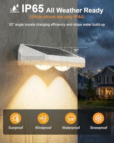 Solar Fence Lights Outdoor ,3000/4500/6000K 13 Mode, 2 Pack Fence Lights Solar Powered with Ultra-Bright Lens IP65 Waterproof,Solar Wall Light for Backyard/Step/Patio/Deck/Stair/Railings(White) - Image 6
