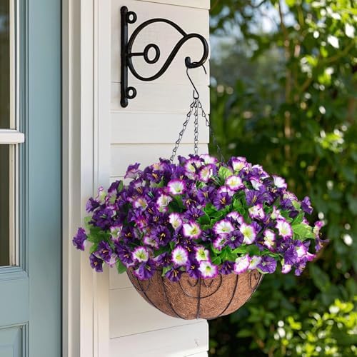 Ammyoo Artificial Fake Hanging Flowers with Basket for Spring Summer Decor - Image 2