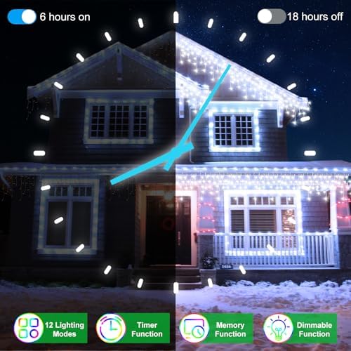 60FT 612 LED Outdoor Christmas Lights - 136 Ice Drops, 12 Pro Modes - Image 4