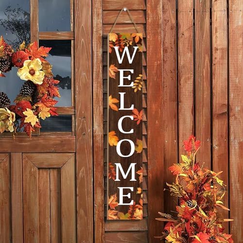Fall Wooden Porch Sign 47" Autumn Large Welcome Porch Sign for Maple Leaf Sign Home Front Door Yard Party Decor - Image 2