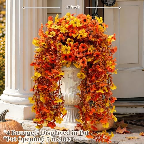 ColoPlay Artificial Mums for Outdoors Fall Decor, Faux Fake Hanging Flowers - Image 4