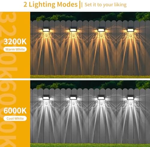 Solar Fence Deck Lights Outdoor 8 Pack, Solar Step Lights Dusk to Dawn Warm White/Cool White, Solar Powered LED Lights Decor for Outside Stair Step Yard Patio Waterproof (Black) - Image 3