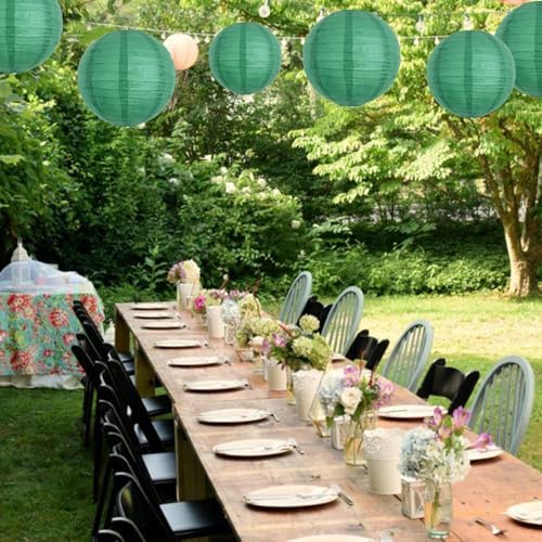BEISHIDA 8 Inch Green Paper Lanterns 6 Packs Hanging Round Chinese Lantern - Image 4