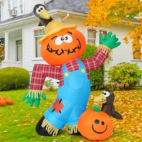 COMIN 6FT Thanksgiving Inflatables Fall Harvest Scarecrow Outdoor Decor by COMIN