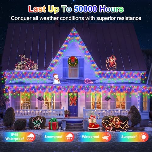 504 LED 50FT Christmas Icicle Lights, 112 Drops, 12 Modes, Multicolor - Image 3