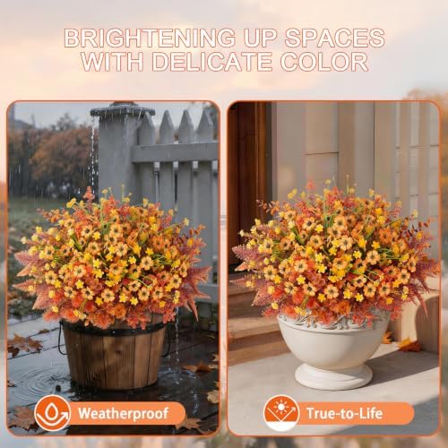 Fall Artificial Mums Flowers for Outdoors Planter Fake Plants 12 Bundles - Image 3