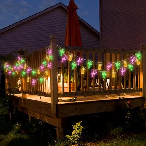 Summer Tropical Beach Hawaiian String Lights - 30 LED 16Ft Battery Operated Tropical Flamingo Pineapple Palm Tree Lights for Luau Pool Decor, Hawaii Theme Summer Outdoor Indoor Party Decorations - Image 5