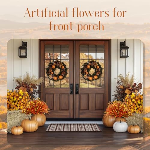 36pcs Fall Fake Flowers for Outdoor Realistic Artificial Flowers for Outdoor UV Resistant Faux Mums Plastic Autumn Flowers No Easy Fade Fall Thanksgiving Fall Flowers for Porch ＆Planter - Image 6