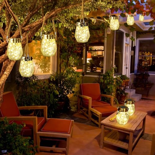 Solar Lantern Outdoor, 2 Pack Hanging Solar Lights Outdoor Waterproof, Upgraded 60 LED Lanterns Decorative Outdoor Garden Decor for Yard Pathway Patio Christmas Halloween, Warm White, ‎LD01 - Image 3