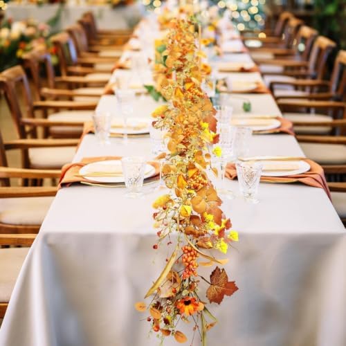 6.5ft Fall Garland for Decoration, Artificial Bittersweet Maple Leaf Hanging Vine for Outdoor, Fireplace Mantle Thanksgiving Decor - Image 2
