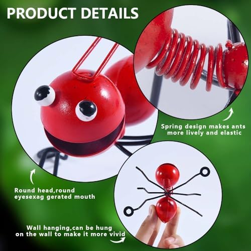 OBTANIM 4 Pack Colorful Cute Metal Ant Garden Wall Art Decorative Yard Decorations Outdoor Lawn Wall Sculptures - Image 3