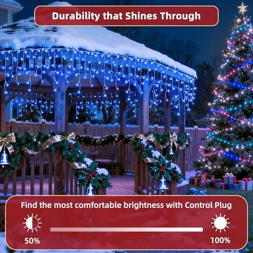 1332 LED 132ft Christmas Lights with 296 Drops, 12 Lighting Modes Blue Christmas Decoration Twinkling Lights Dimmable, Timer Outdoor Waterproof Fairy Lights for Indoor Xmas Garden House Eaves Roof - Image 4