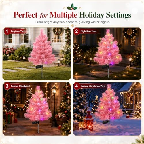 FANFX Solar Christmas Tree Lights 2 Pack Outdoor Pathway Yard Holiday Decor - Image 7