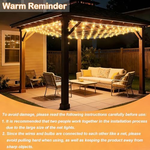 Lovelite 8ft x 8ft Net Lights Outdoor, 196LED 35 Colors Changing Gazebo Net Lights Clear Wire, Connectable Fairy Lights Waterproof for Patio Pergolas Backyard Bush Christmas Halloween Wedding Party - Image 4