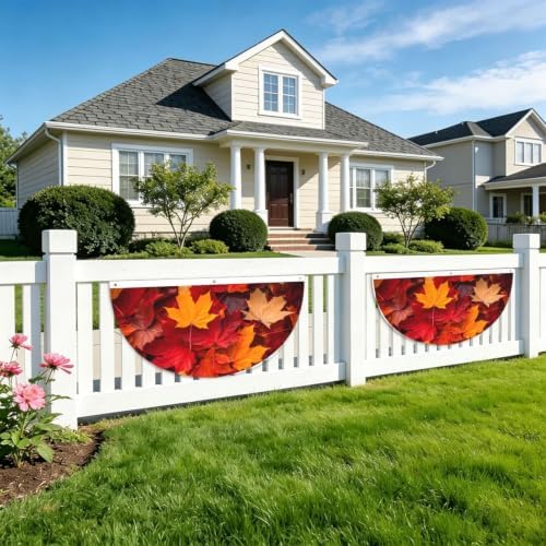 Autumn Leaves Fall Semicircular Hanging Decorative Bunting Flag 2pcs - Image 5