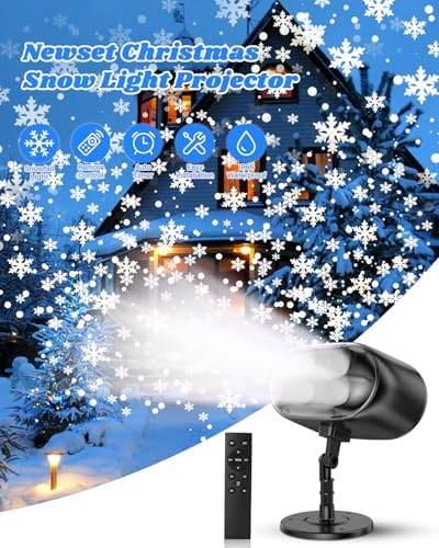 Christmas Projector Lights Outdoor, Snowflake Projector Lights, Adjustable Dynamic Snow Light Show with Remote Control, 270° Rotating Outdoor Snow Falling Projector Lamp - Image 2