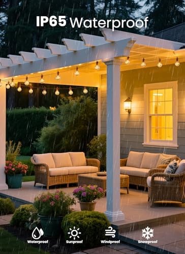 Outdoor String Lights, 159FT 77 LED Bulbs String Lights, IP65 Waterproof Connectable G40 Outside Patio Light for Backyard Porch Balcony Garden Decor Christmas Camping Gazebo - Image 2