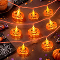 LAMPHOME Halloween String Lights, 16FT 50 LED Pumpkin Battery Operated Lights, 8 Lighting Modes with Timer Orange Jack-O-Lantern Fairy Lights for Indoor Outdoor Halloween Party Yard Decorations by ULL