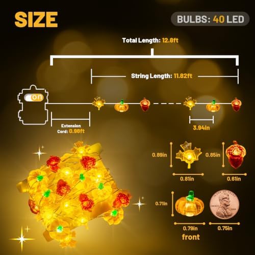 suddus 40 LED Halloween Pumpkin Lights Battery Operated Timer, Remote - Image 7