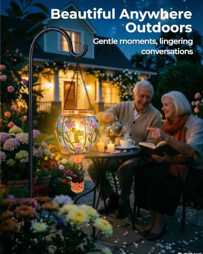 Glass Hot Air Balloon Solar Lantern with Flickering Flame Light - Image 4