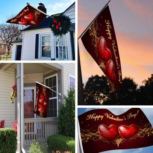 Yekiua Happy Valentines Day Flag 3X5 Sweet Red Love Heart Uv Fade Resistant Vivid Color - Canvas Header Double Stitched Flag With Brass Grommets - Image 6
