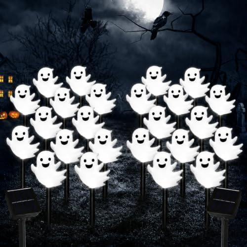 20 Pack Solar Halloween Ghost Pathway Lights, 3D Solar Lights by VOGVOG