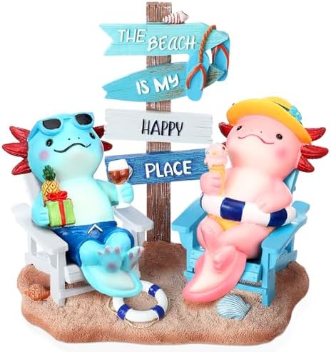 Wonderjune Beach House Decor Resin Sign Figurine for Mantle,Axolotl by Wonderjune