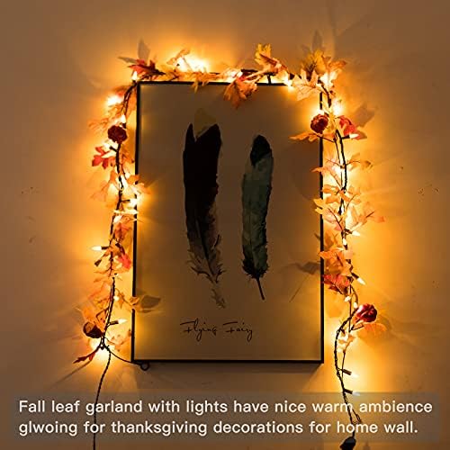 Brillarlights Fall Decorations Lighted Fall Garland Plug in, Thanksgiving Decorations Fall Garland Lights String 8ft with 35 Incandescent Bulbs for Halloween Garland Fall Decor - Image 2